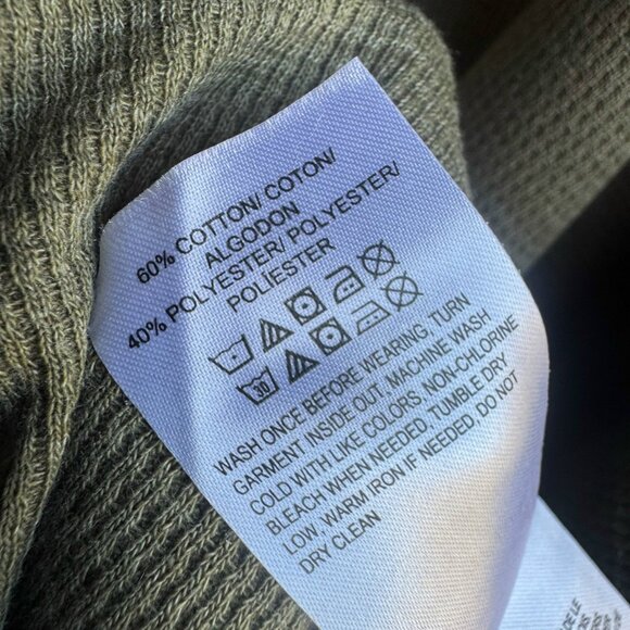 Lucky Brand Hi-Lo Long Sleeve Cowl Neck Olive Green Waffle Knit Sweater Size XL - Picture 5 of 8